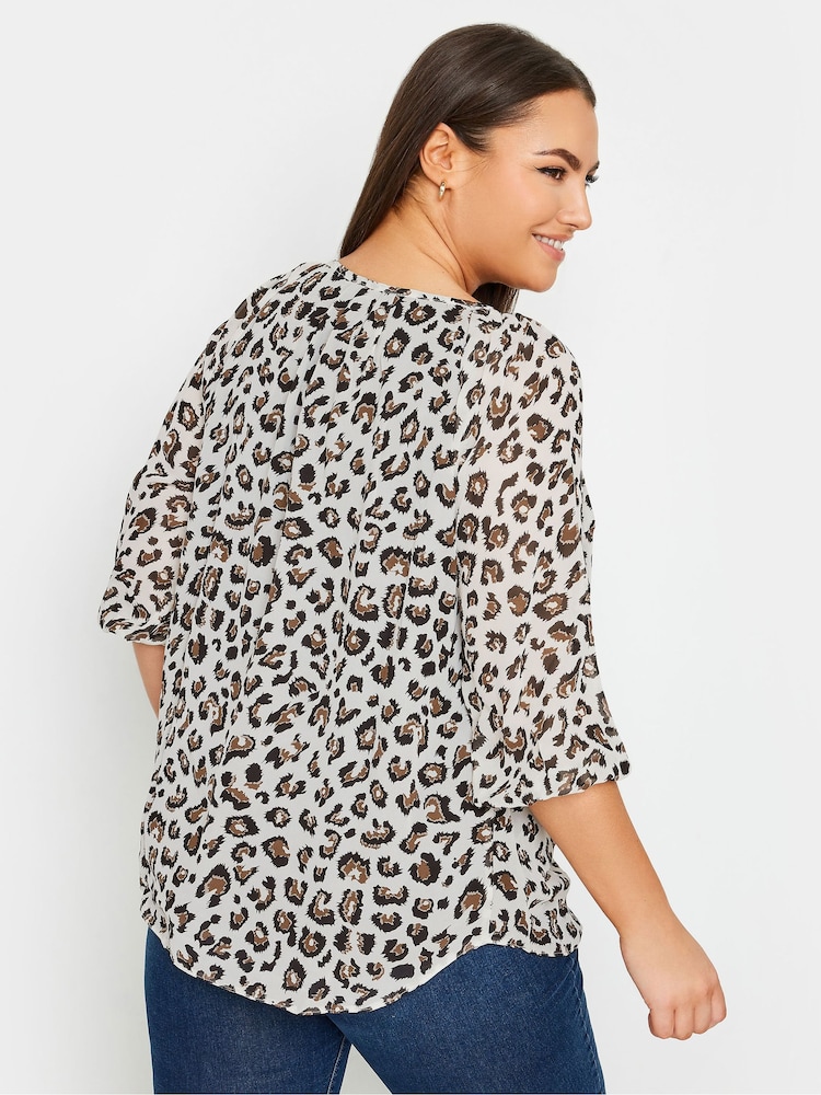 Yours Curve Cream Tie Neck Blouse - Image 2 of 4