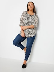 Yours Curve Cream Tie Neck Blouse - Image 3 of 4