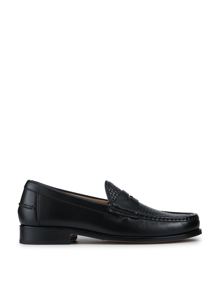 Jones Bootmaker Black Quill Smart Leather Penny Loafers - Image 1 of 5