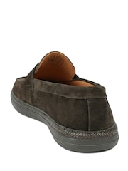 Jones Bootmaker Brown Suede Roderic Leather Penny Loafers - Image 2 of 5