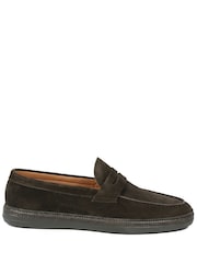 Jones Bootmaker Brown Suede Roderic Leather Penny Loafers - Image 3 of 5