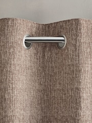 Mink Natural Heavyweight Chenille Eyelet Lined Curtains - Image 8 of 9