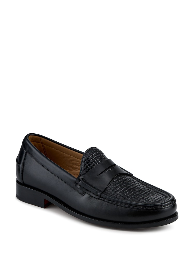 Jones Bootmaker Black Quill Smart Leather Penny Loafers - Image 2 of 5