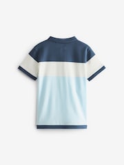 modra/bela - 100% Cotton Quarter Zip z izrazitim barvnim vzorcem kratek rokav; s kratkimi rokavi polo majice (3-16yrs) - Slika 2 iz 3