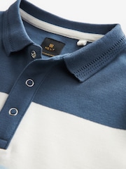 modra/bela - 100% Cotton Quarter Zip z izrazitim barvnim vzorcem kratek rokav; s kratkimi rokavi polo majice (3-16yrs) - Slika 3 iz 3