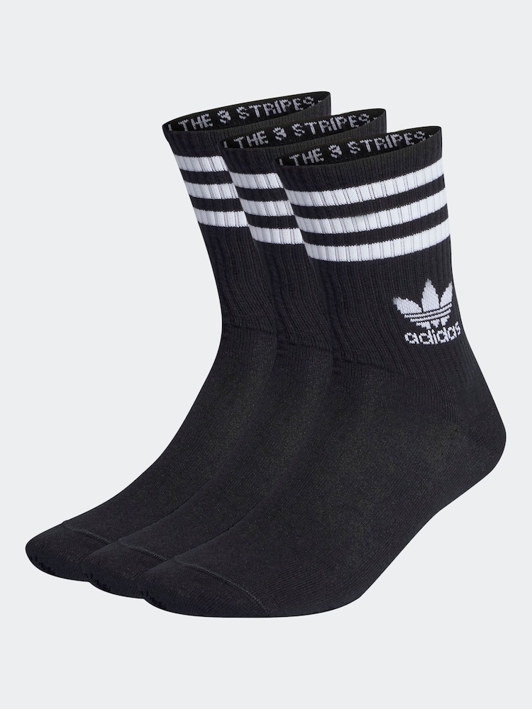 adidas Originals Black Mid Cut Crew Socks 3 Pack - Image 1 of 4