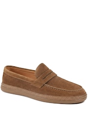 Jones Bootmaker Tan Suede Roderic Leather Penny Loafers - Image 2 of 5