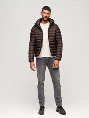 Superdry Brown Hooded Fuji Sports Padded Jacket - Image 1 of 6
