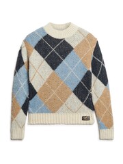 Superdry Cream Boxy Pattern Knitwear Jumper - Image 4 of 5