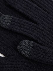 Reiss Navy Lawson Merino Wool Ribbed Gloves - Image 2 of 3