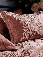 Paoletti Blush Pink Palmeria Quilted Duvet Cover and Oxford Border Pillowcase Set - Image 2 of 3
