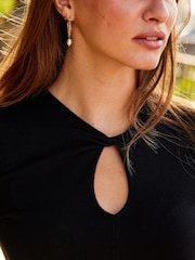 Sosandar Black Twist Detail Notch Neck Jumper - Image 5 of 5
