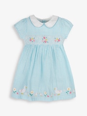 JoJo Maman Bébé Duck Egg Duck Appliqué Smocked Dress - Image 1 of 5