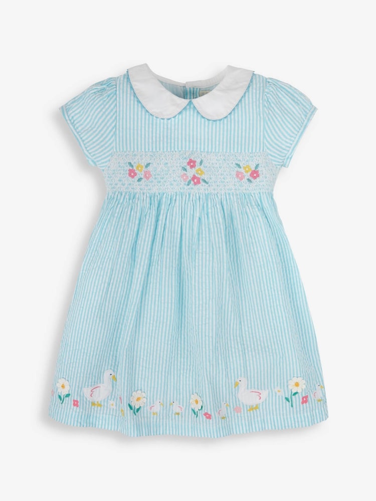 JoJo Maman Bébé Duck Egg Duck Appliqué Smocked Dress - Image 1 of 5