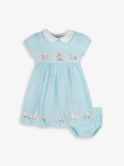 JoJo Maman Bébé Duck Egg Duck Appliqué Smocked Dress - Image 2 of 5