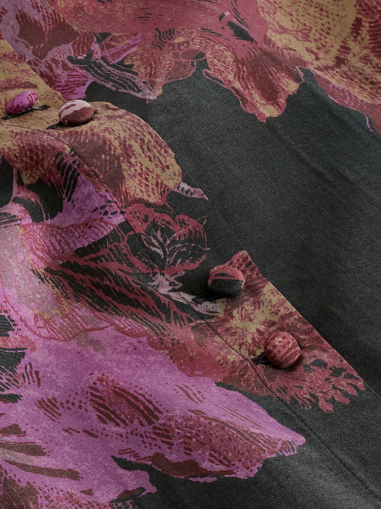Purple/Black Floral Placement Sheer Placement Print Long Sleeve Shirt - Image 6 of 6