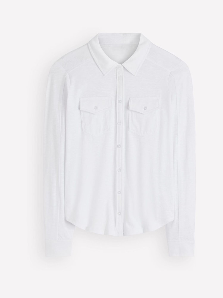 Boden White Seam Detail Jersey Shirt - Image 1 of 1 Boden White Seam Detail Jersey Shirt - Image 1 of 1