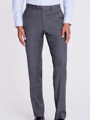 MOSS Grey Tailored Fit Twill Suit Trousers - Image 1 of 4