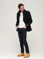 Superdry Blue 2 IN 1 Wool Pea Coat - Image 2 of 7