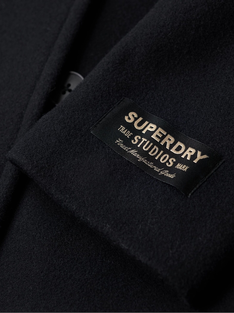 Superdry Blue 2 IN 1 Wool Pea Coat - Image 6 of 7