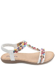 Pavers White Elasticated Beaded Slip On Sandals - Image 1 of 5