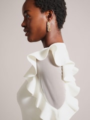 Biały - Ted Baker Floraas Fitted Knit Top With Sheer Shoulders - Image 4 of 6