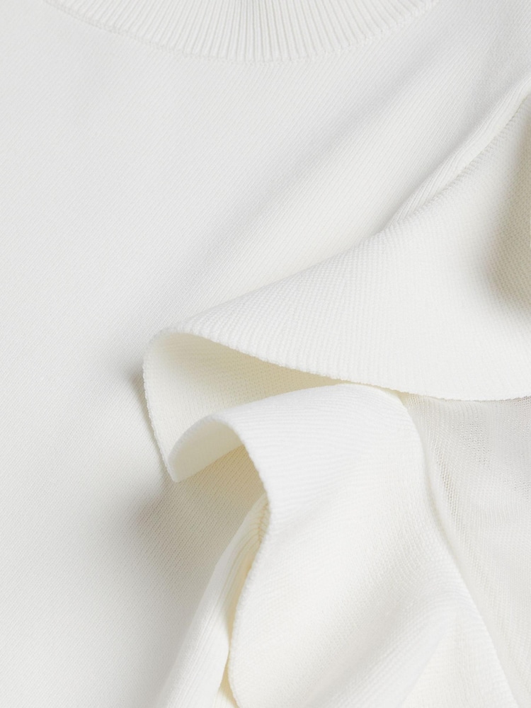 Biały - Ted Baker Floraas Fitted Knit Top With Sheer Shoulders - Image 6 of 6