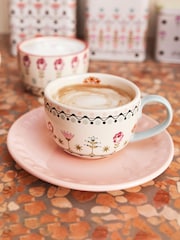 Cath Kidston Set of 2 Cream Teacup & Saucers - Image 1 of 4