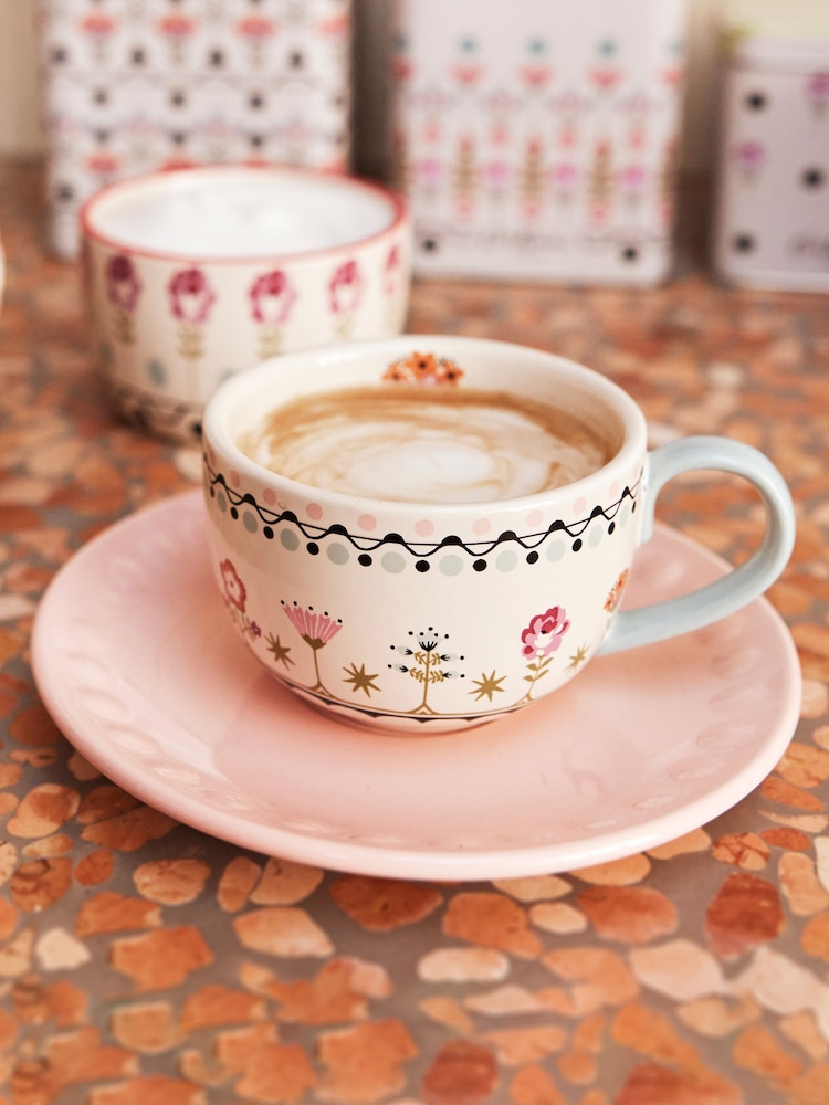 Cath Kidston Set of 2 Cream Teacup & Saucers - Image 1 of 4
