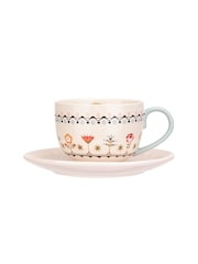 Cath Kidston Set of 2 Cream Teacup & Saucers - Image 3 of 4