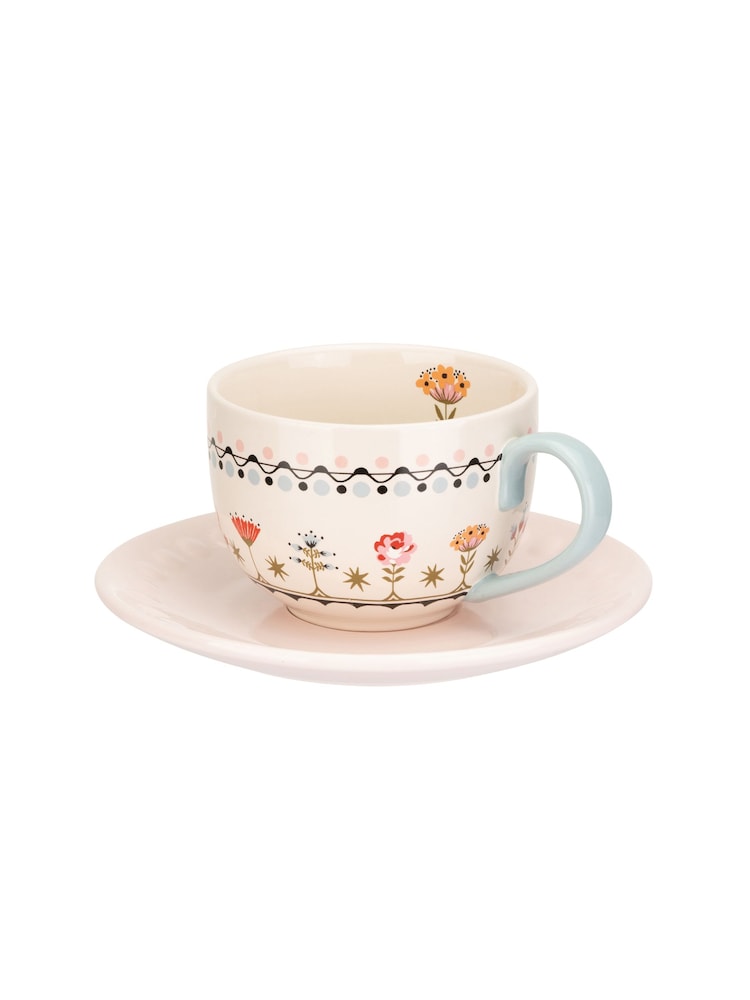 Cath Kidston Set of 2 Cream Teacup & Saucers - Image 4 of 4