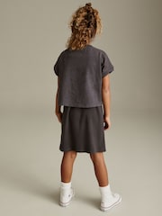 Charcoal Grey Retro Floral Graphic 2-in-1 Rib Dress And T-Shirt (3-16yrs) - Image 3 of 7