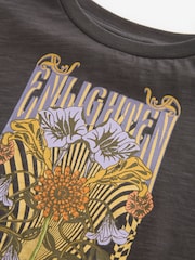 Charcoal Grey Retro Floral Graphic 2-in-1 Rib Dress And T-Shirt (3-16yrs) - Image 7 of 7
