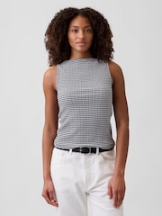 Gap Black Gingham Boatneck Vest Top - Image 1 of 5