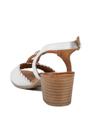 Pavers White Bellissimo Leather Block Heel Sandals - Image 4 of 6