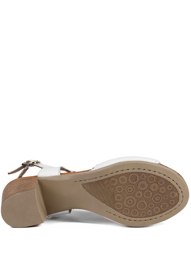 Pavers White Bellissimo Leather Block Heel Sandals - Image 6 of 6