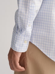 GANT Light Blue Poplin Gingham 100% Cotton Shirt - Image 4 of 5