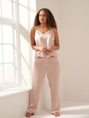 Truly Pink Blush Silk Cami And Trousers Set - Image 1 of 4
