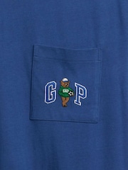 Gap Blue Relaxed Branan Bear Logo Short Sleeve T-Shirt - Image 4 of 4