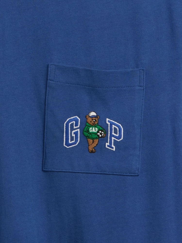Gap Blue Relaxed Branan Bear Logo Short Sleeve T-Shirt - Image 4 of 4 Gap Blue Relaxed Branan Bear Logo Short Sleeve T-Shirt - Image 4 of 4