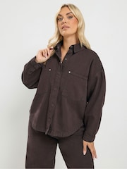 Yours Curve Brown Denim Shirt - Image 2 of 7