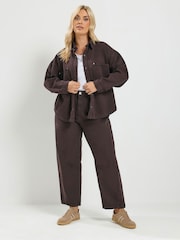Yours Curve Brown Denim Shirt - Image 3 of 7