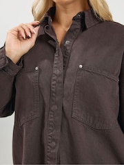 Yours Curve Brown Denim Shirt - Image 5 of 7