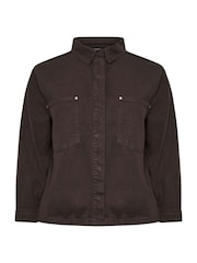 Yours Curve Brown Denim Shirt - Image 6 of 7