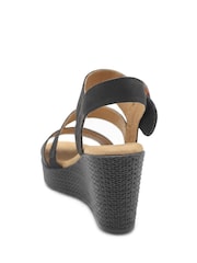 Pavers Black Fashionable Woven Wedge Heel Sandals - Image 3 of 5