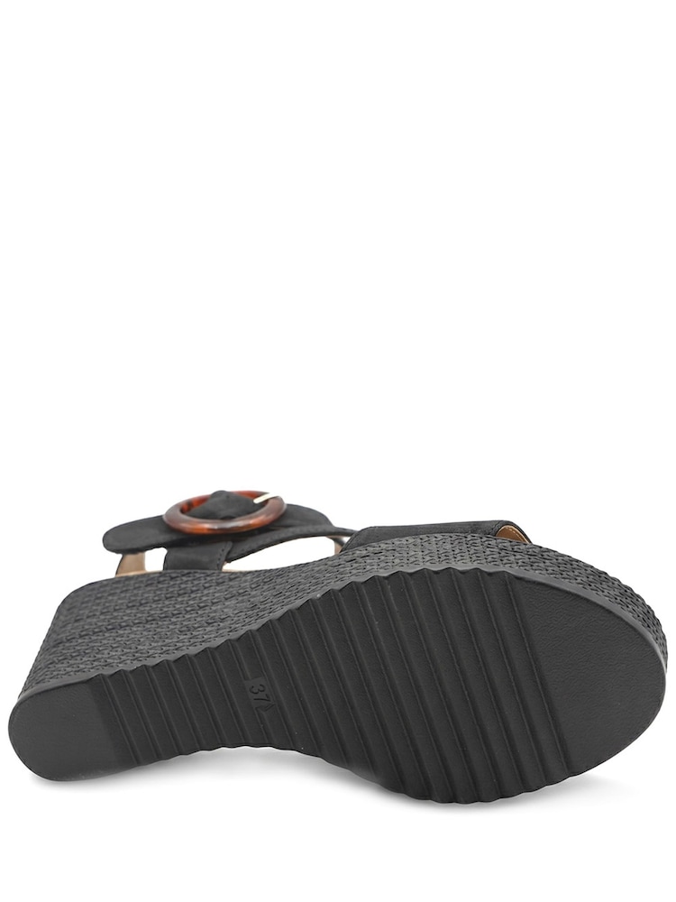 Pavers Black Fashionable Woven Wedge Heel Sandals - Image 5 of 5 Pavers Black Fashionable Woven Wedge Heel Sandals - Image 5 of 5