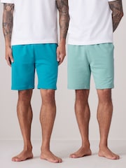 Blue/Green 100% Cotton Lightweight Joggers Shorts 2 Pack - Image 1 of 13