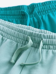 Blue/Green 100% Cotton Lightweight Joggers Shorts 2 Pack - Image 13 of 13