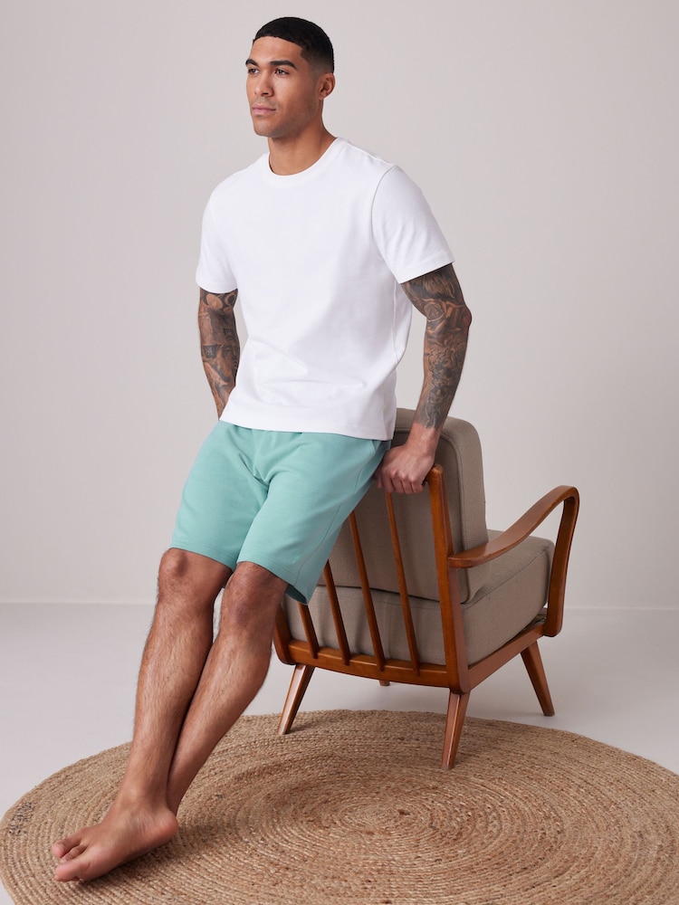 Blue/Green 100% Cotton Lightweight Joggers Shorts 2 Pack - Image 2 of 13