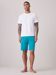 Blue/Green 100% Cotton Lightweight Joggers Shorts 2 Pack - Image 9 of 13